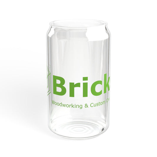 Glass Sipper with Bricks Logo, 16oz