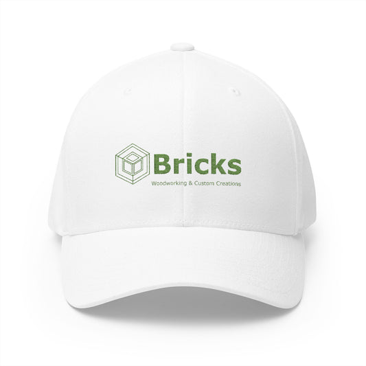Embroidered Bricks Logo Cap — Structured Closed-Back Hat with Back Flag Accent