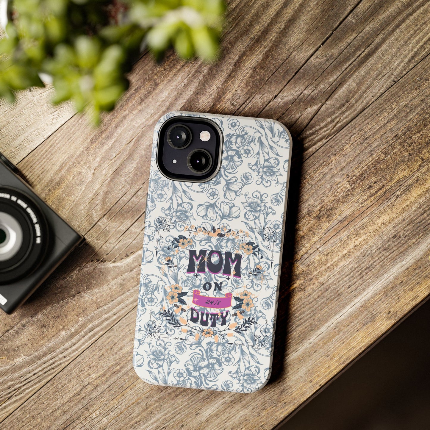 Mom on Duty Floral Tough Phone Case — Protective Mother's Day Gift