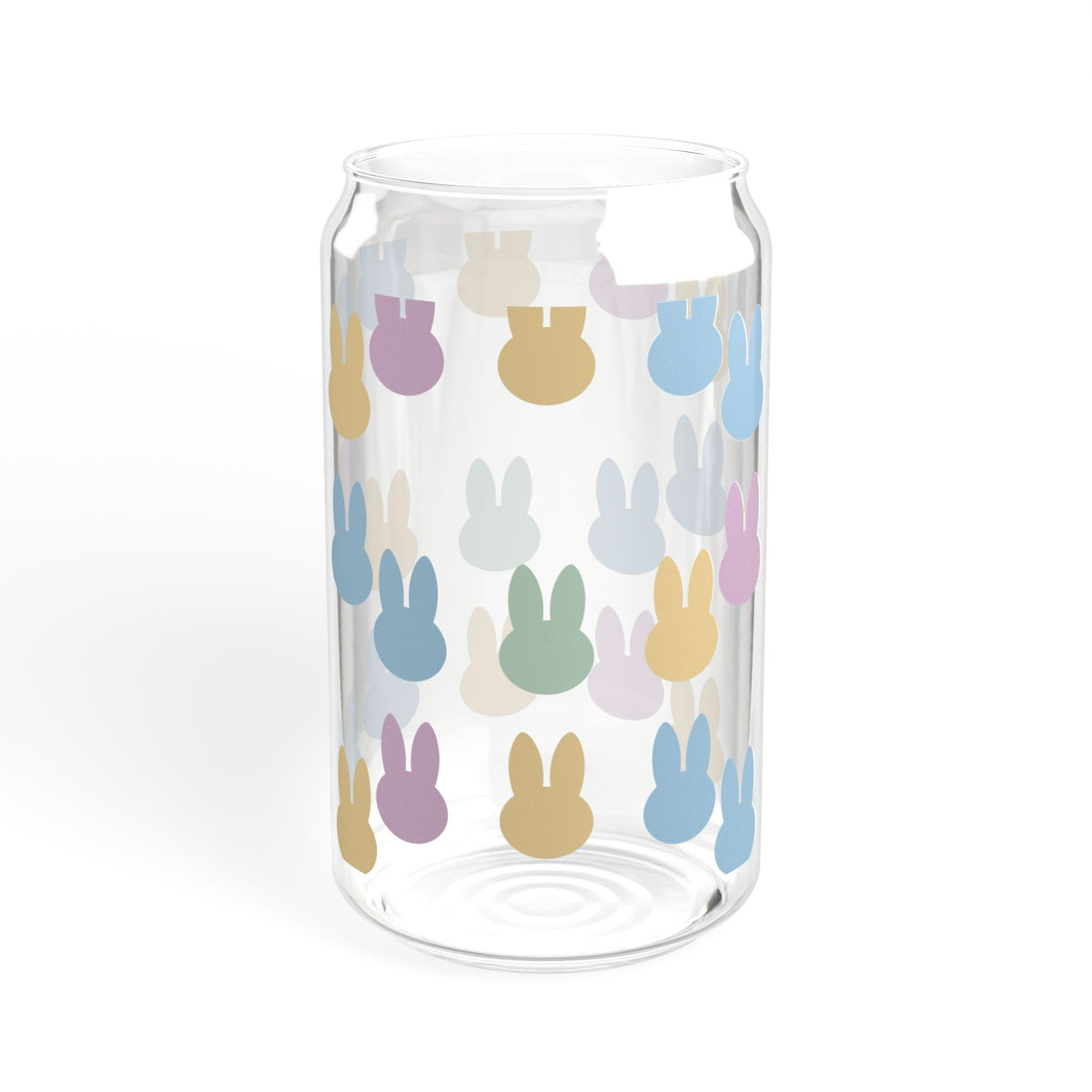 Bunny Pattern Sipper Glass — 16oz Reusable Straw Tumbler