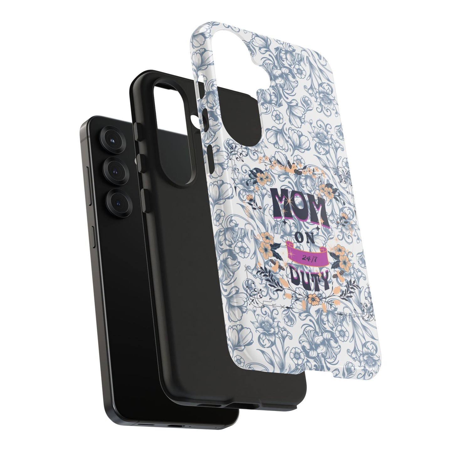 Mom on Duty Floral Tough Phone Case — Protective Mother's Day Gift