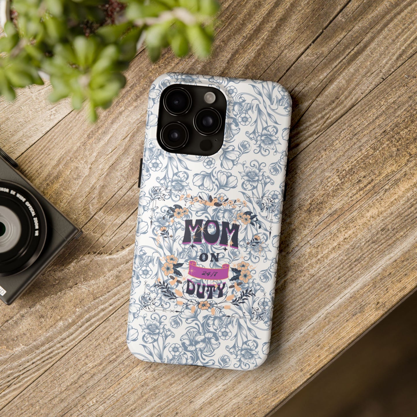 Mom on Duty Floral Tough Phone Case — Protective Mother's Day Gift