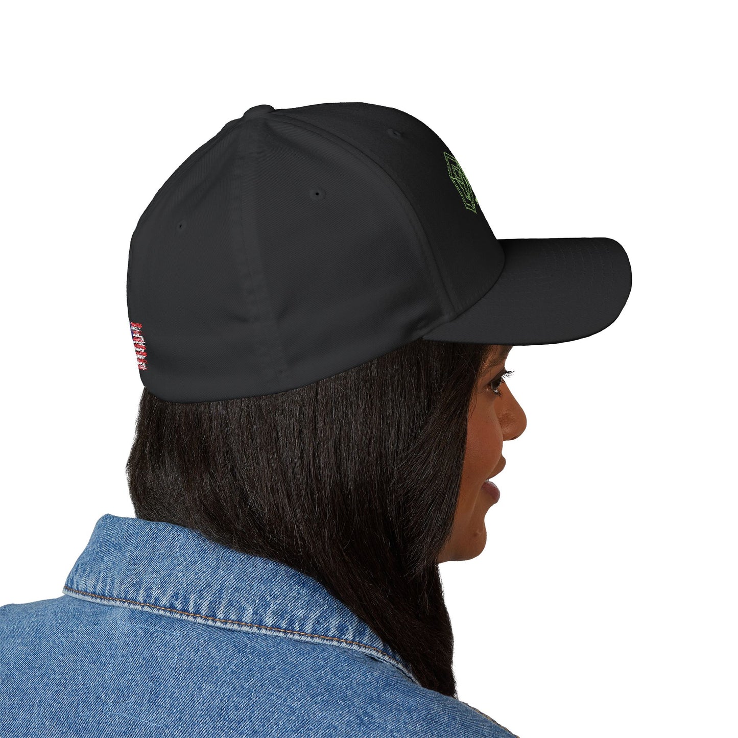 Embroidered Bricks Logo Cap — Structured Closed-Back Hat with Back Flag Accent
