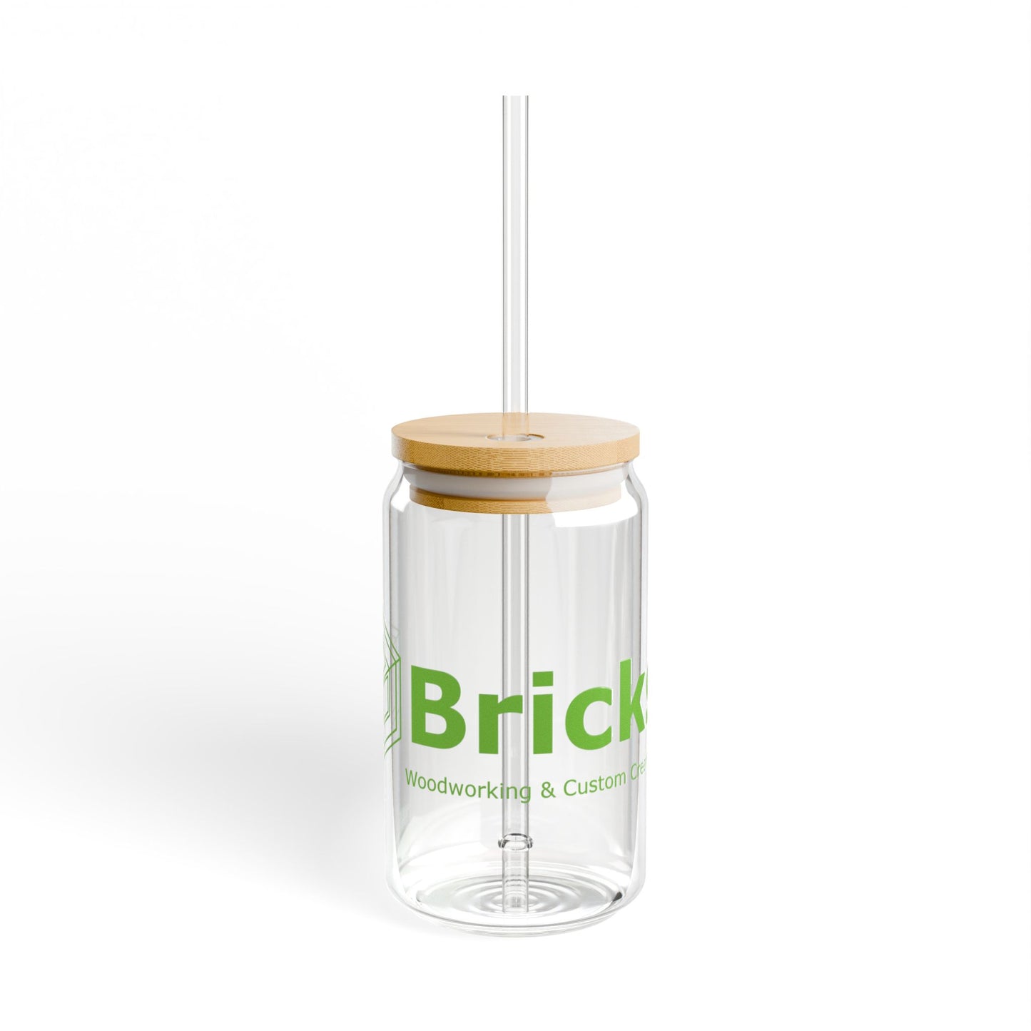 Glass Sipper with Bricks Logo, 16oz