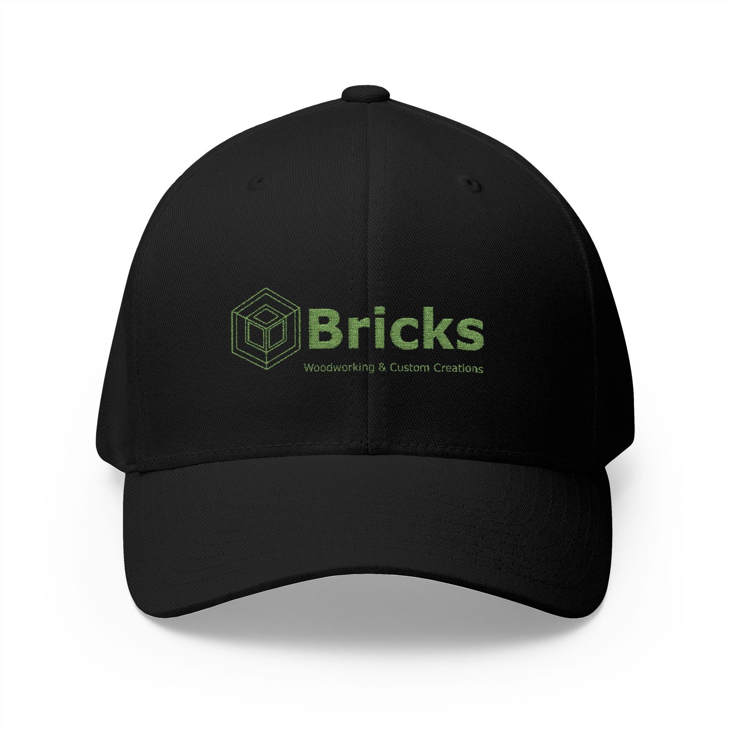 Embroidered Bricks Logo Cap — Structured Closed-Back Hat with Back Flag Accent