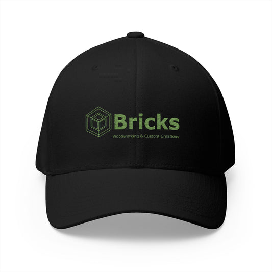 Embroidered Bricks Logo Cap — Structured Closed-Back Hat with Back Flag Accent