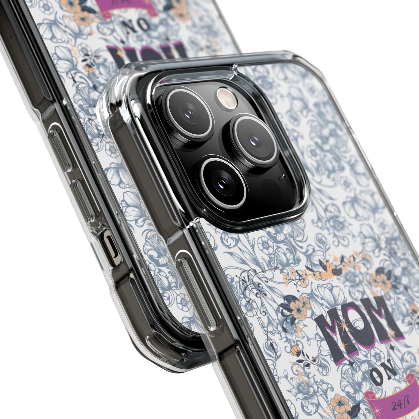 Magnetic IPhone Case — “Mom On Duty” Floral Design