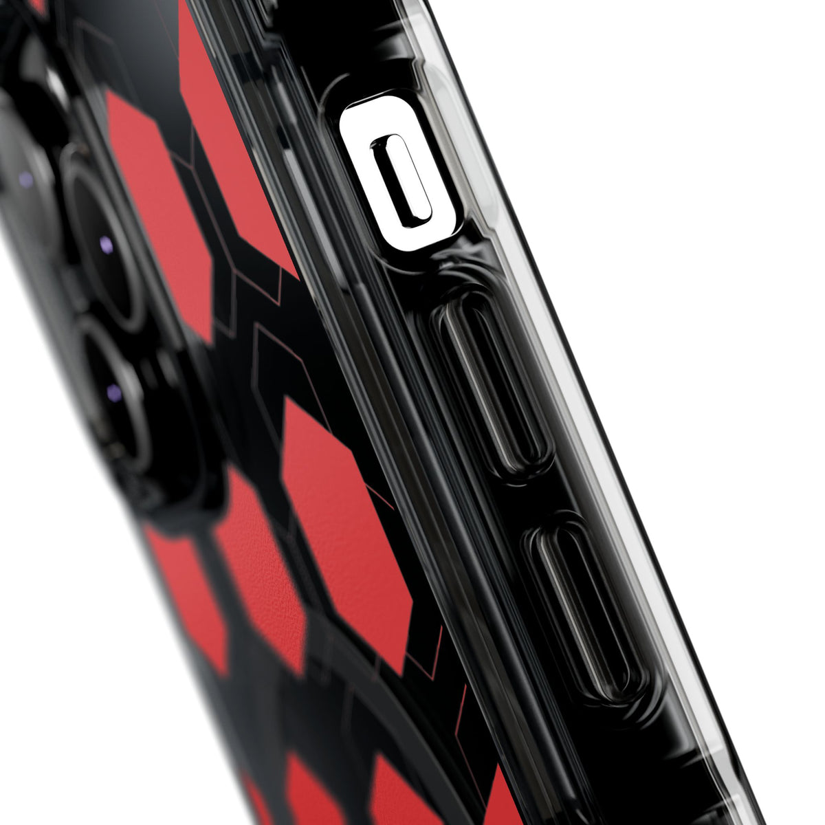 Clear Magnetic IPhone Case — Red Hexagon Bricks Pattern