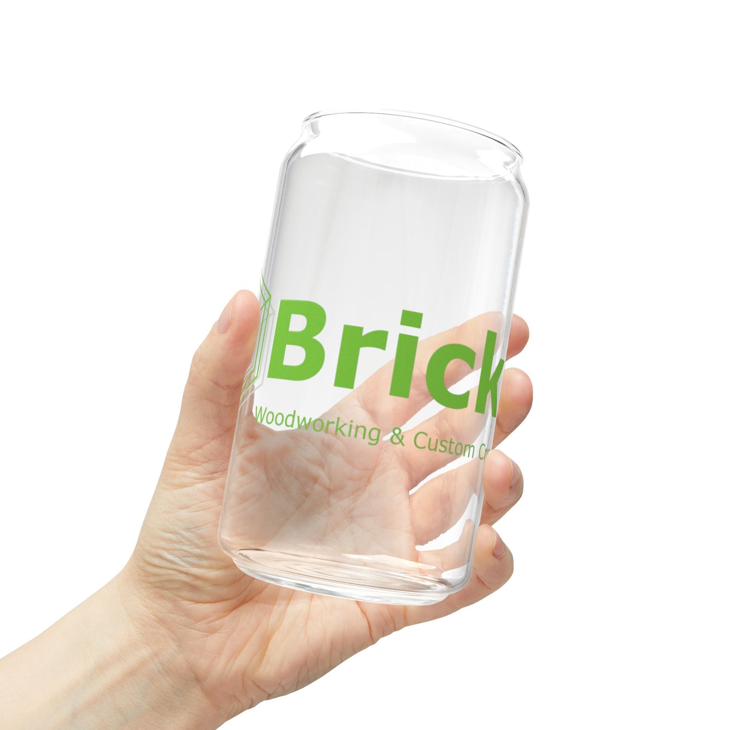 Glass Sipper with Bricks Logo, 16oz