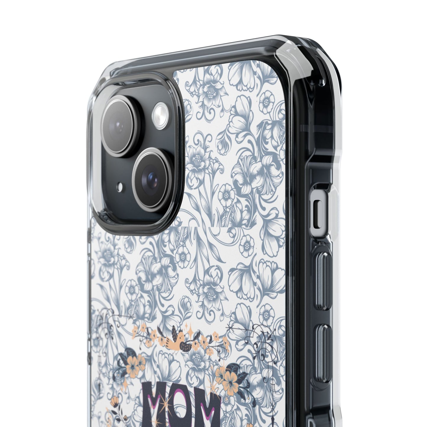 Magnetic IPhone Case — “Mom On Duty” Floral Design