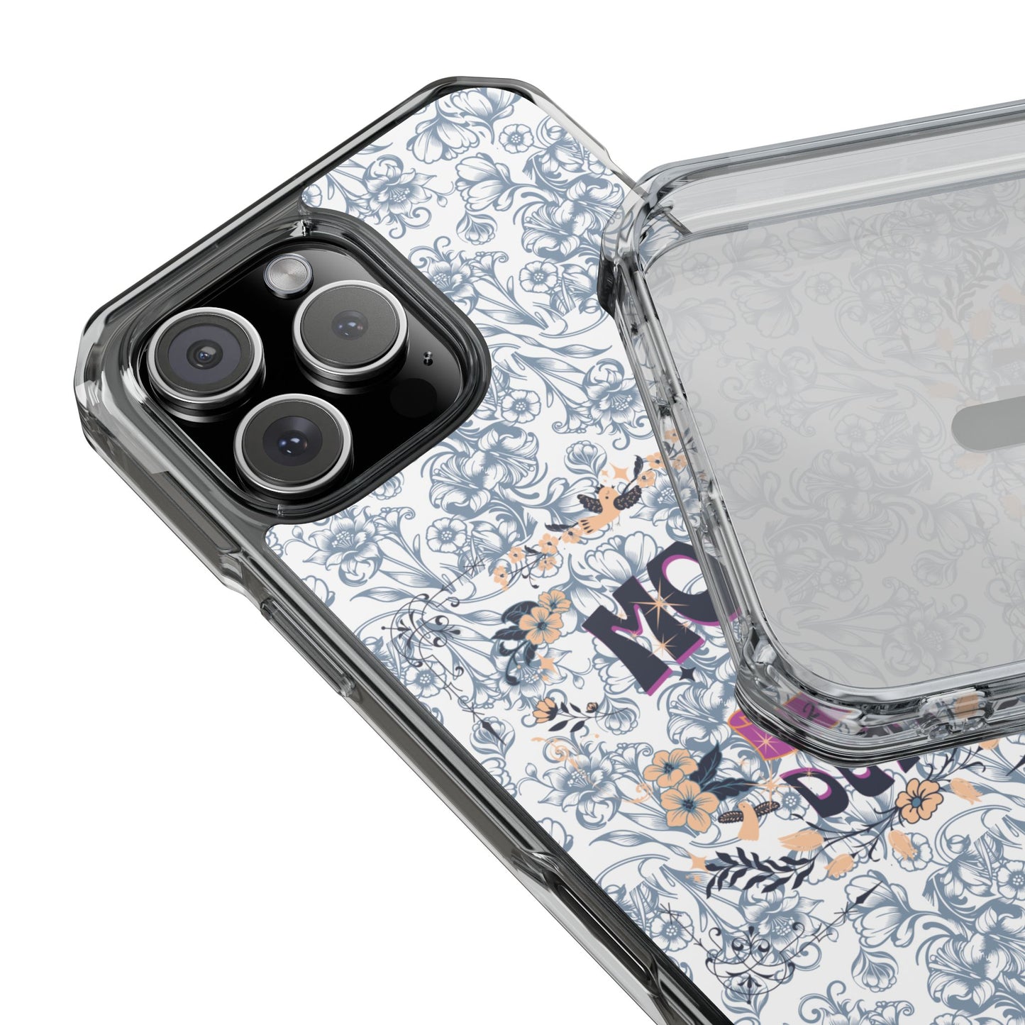 Magnetic IPhone Case — “Mom On Duty” Floral Design