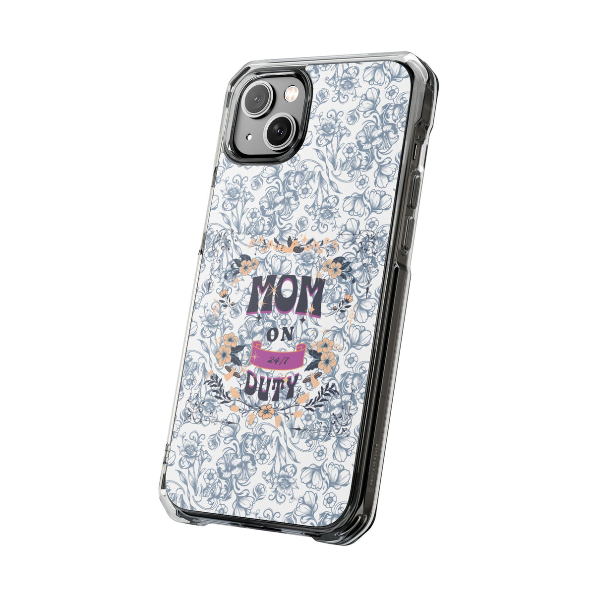 Magnetic IPhone Case — “Mom On Duty” Floral Design