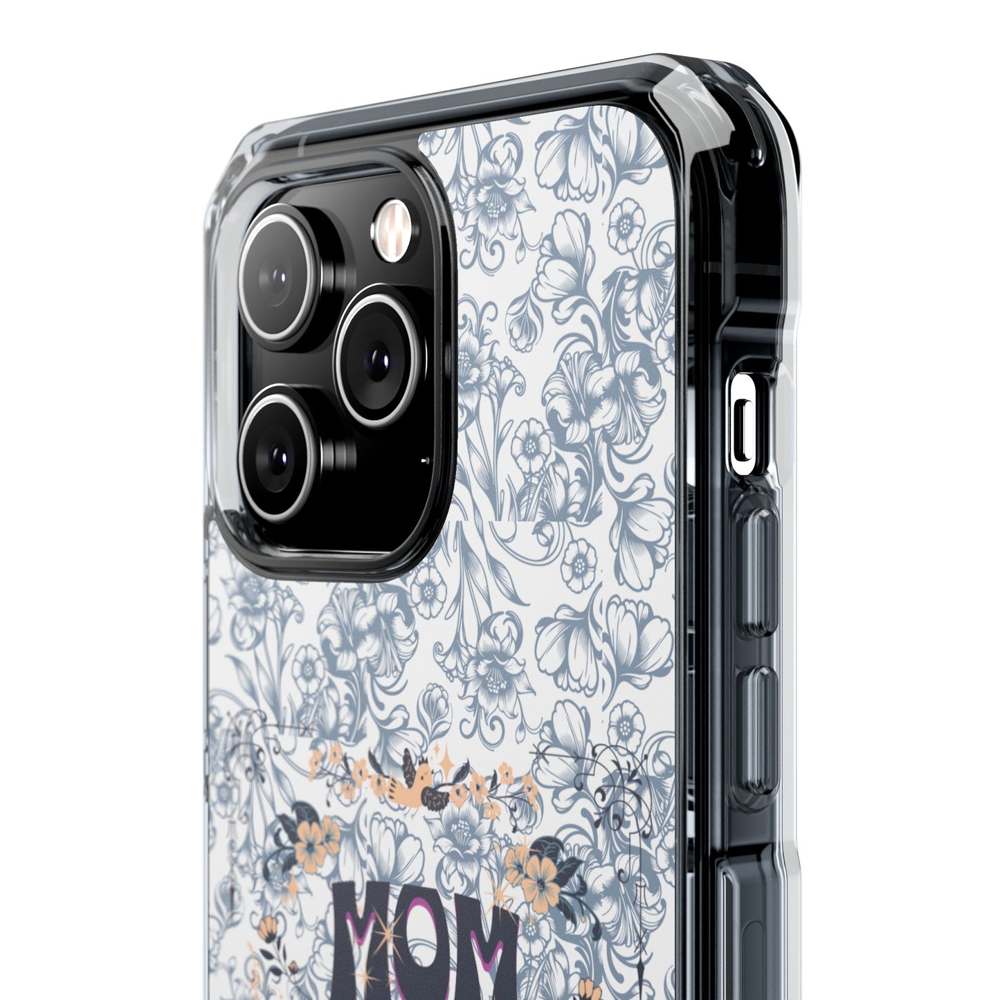 Magnetic IPhone Case — “Mom On Duty” Floral Design