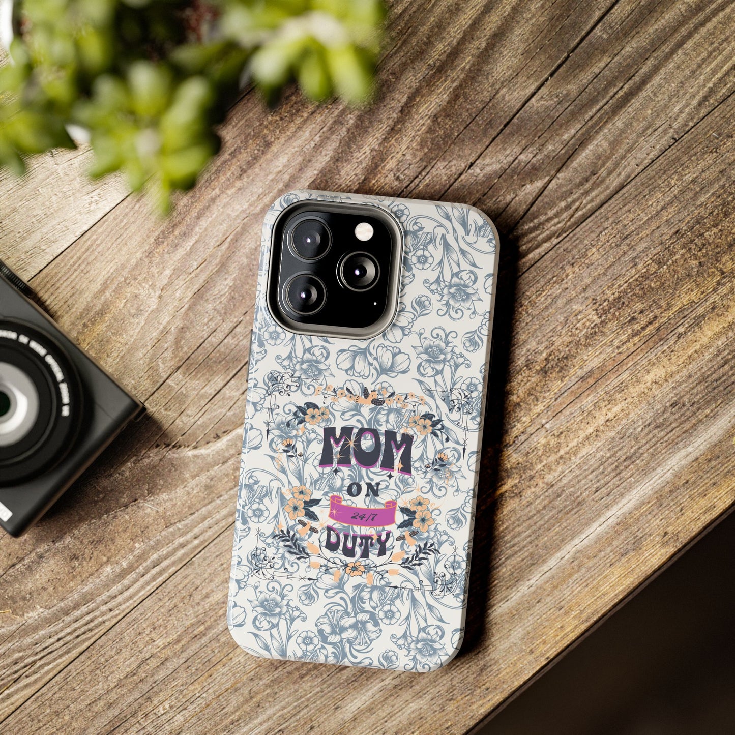 Mom on Duty Floral Tough Phone Case — Protective Mother's Day Gift