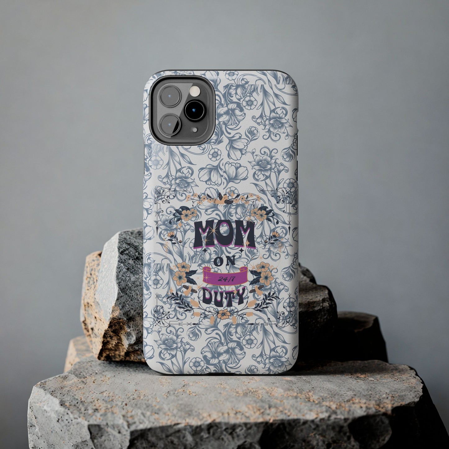 Mom on Duty Floral Tough Phone Case — Protective Mother's Day Gift