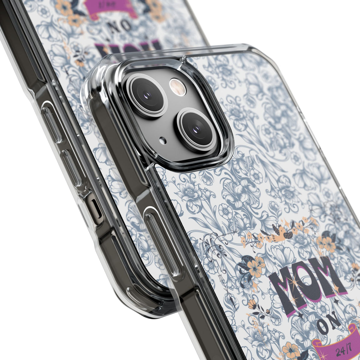 Magnetic IPhone Case — “Mom On Duty” Floral Design