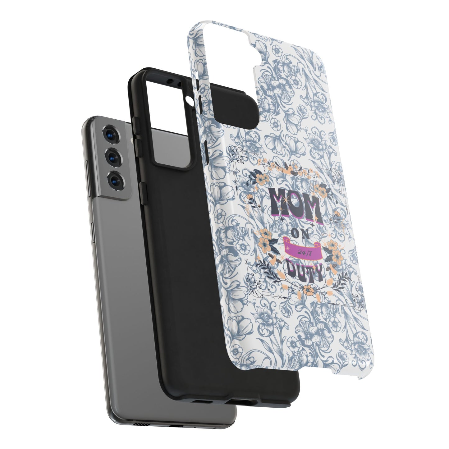Mom on Duty Floral Tough Phone Case — Protective Mother's Day Gift