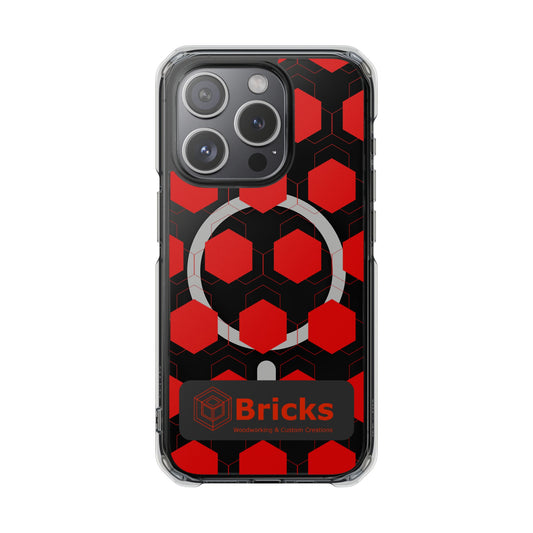 Clear Magnetic IPhone Case — Red Hexagon Bricks Pattern
