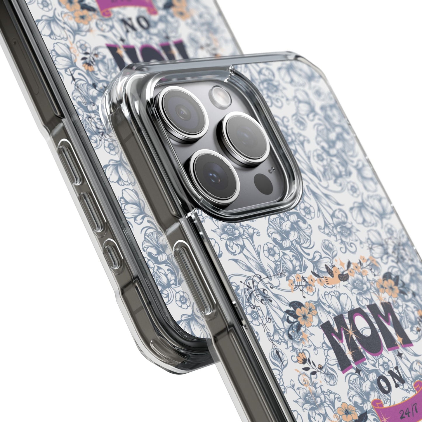 Magnetic IPhone Case — “Mom On Duty” Floral Design