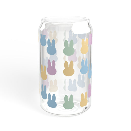 Bunny Pattern Sipper Glass — 16oz Reusable Straw Tumbler