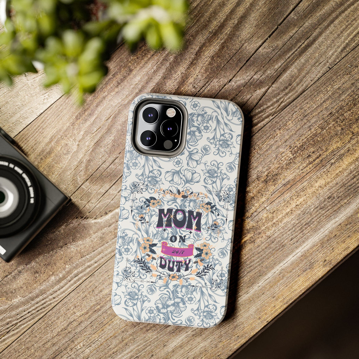 Mom on Duty Floral Tough Phone Case — Protective Mother's Day Gift