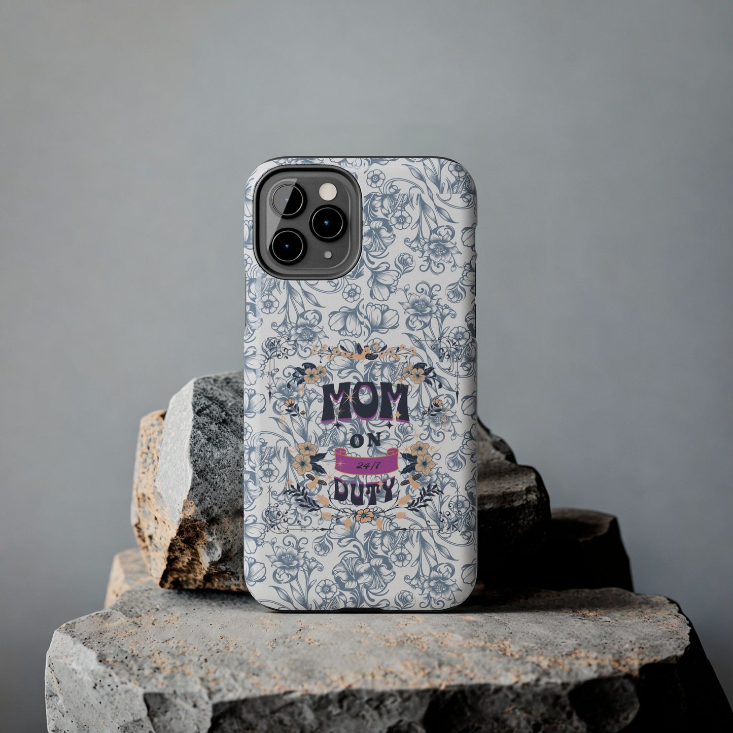 Mom on Duty Floral Tough Phone Case — Protective Mother's Day Gift