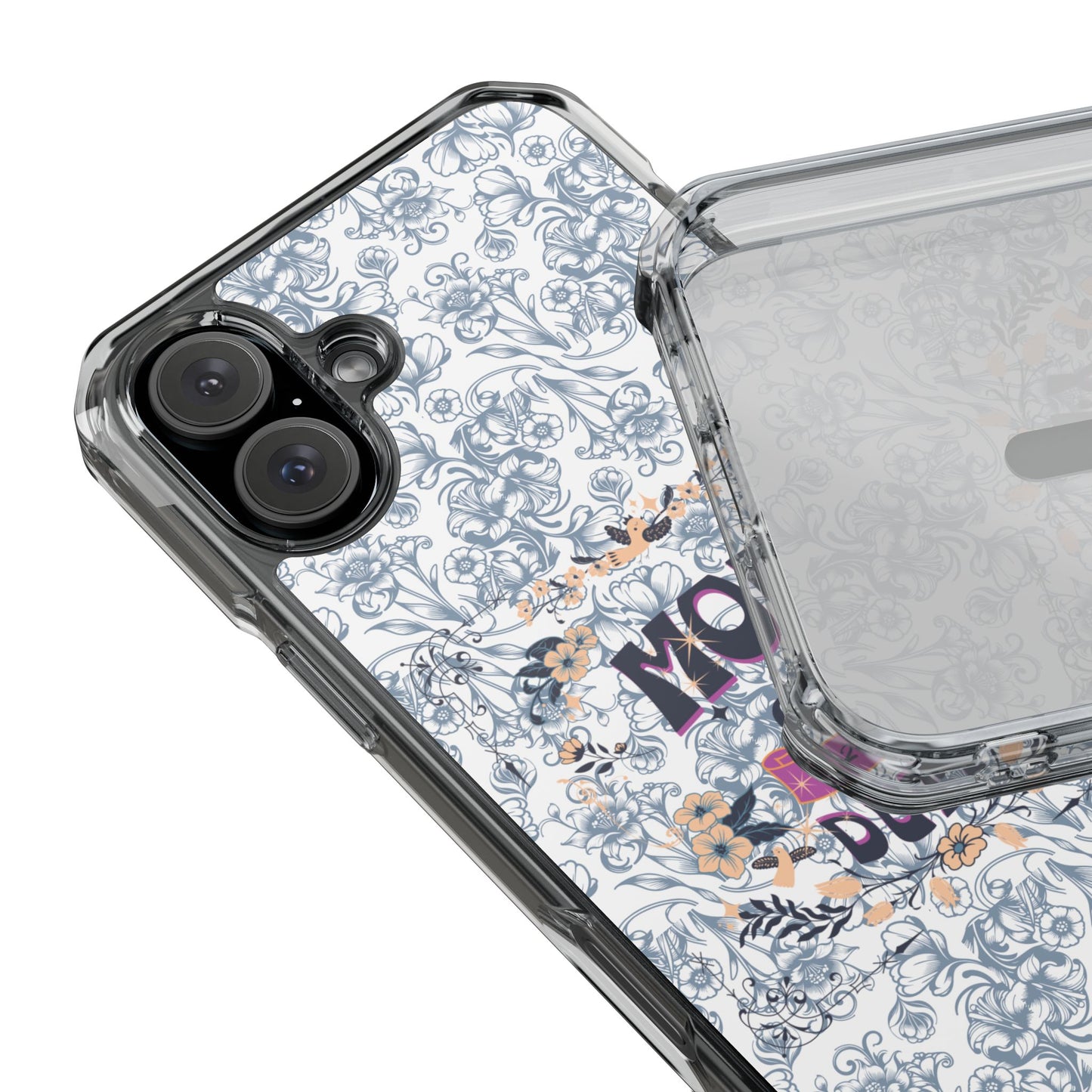 Magnetic IPhone Case — “Mom On Duty” Floral Design