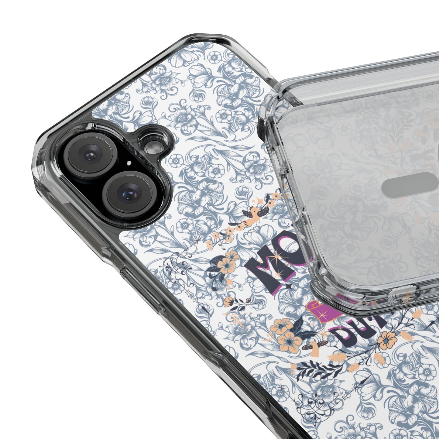 Magnetic IPhone Case — “Mom On Duty” Floral Design