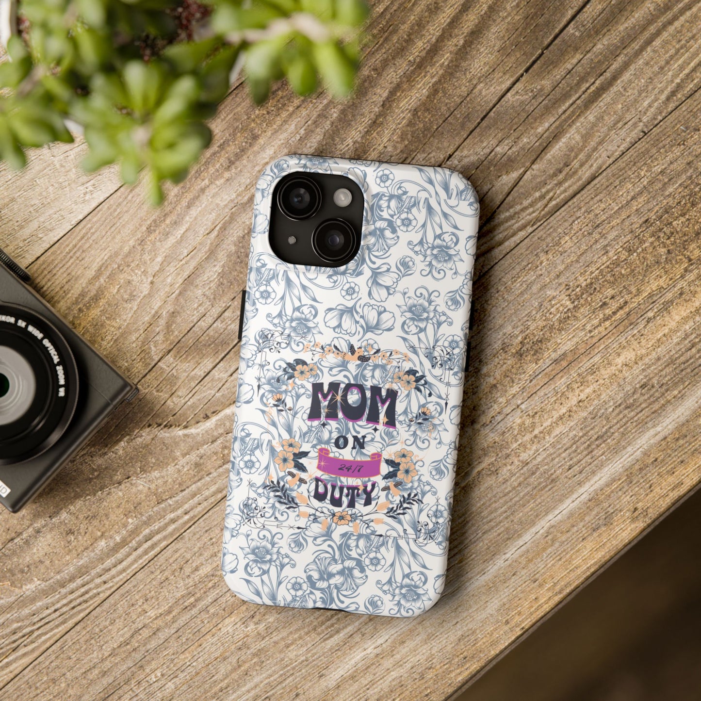 Mom on Duty Floral Tough Phone Case — Protective Mother's Day Gift