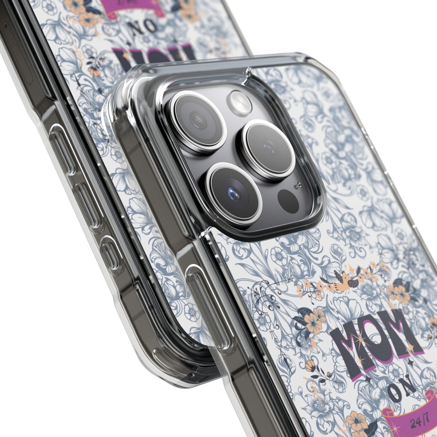 Magnetic IPhone Case — “Mom On Duty” Floral Design