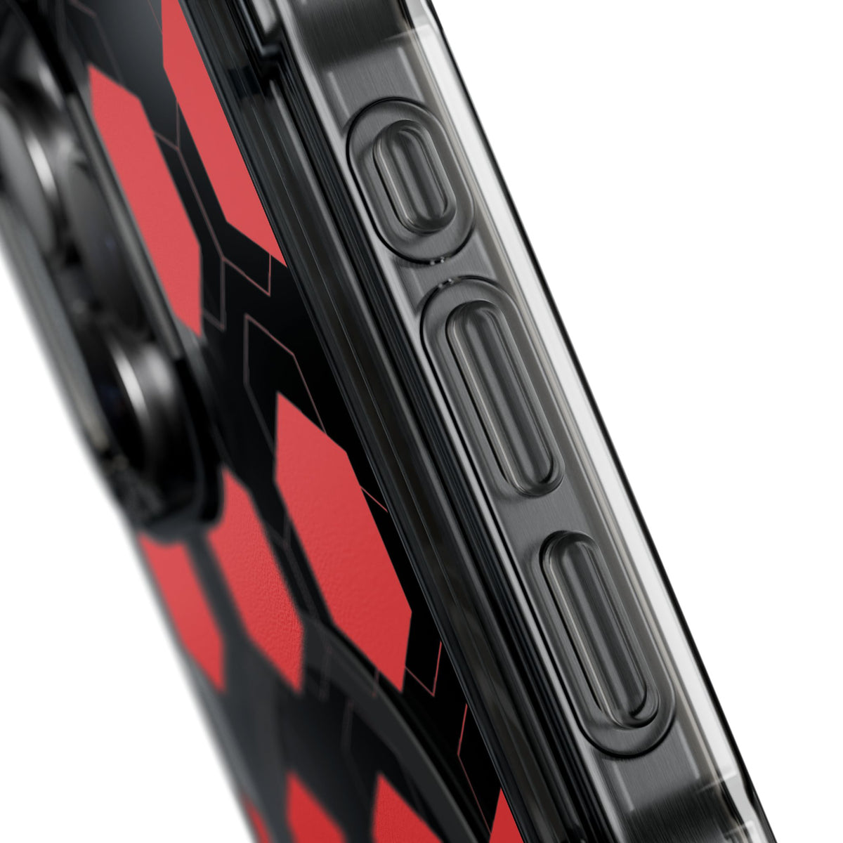 Clear Magnetic IPhone Case — Red Hexagon Bricks Pattern