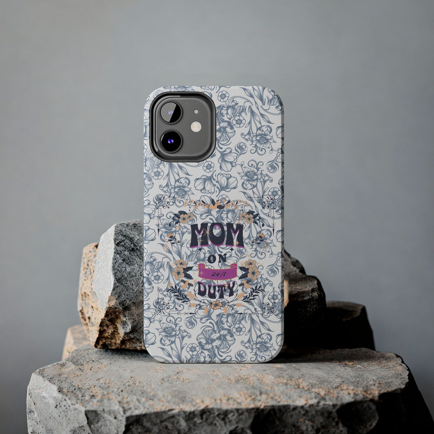 Mom on Duty Floral Tough Phone Case — Protective Mother's Day Gift