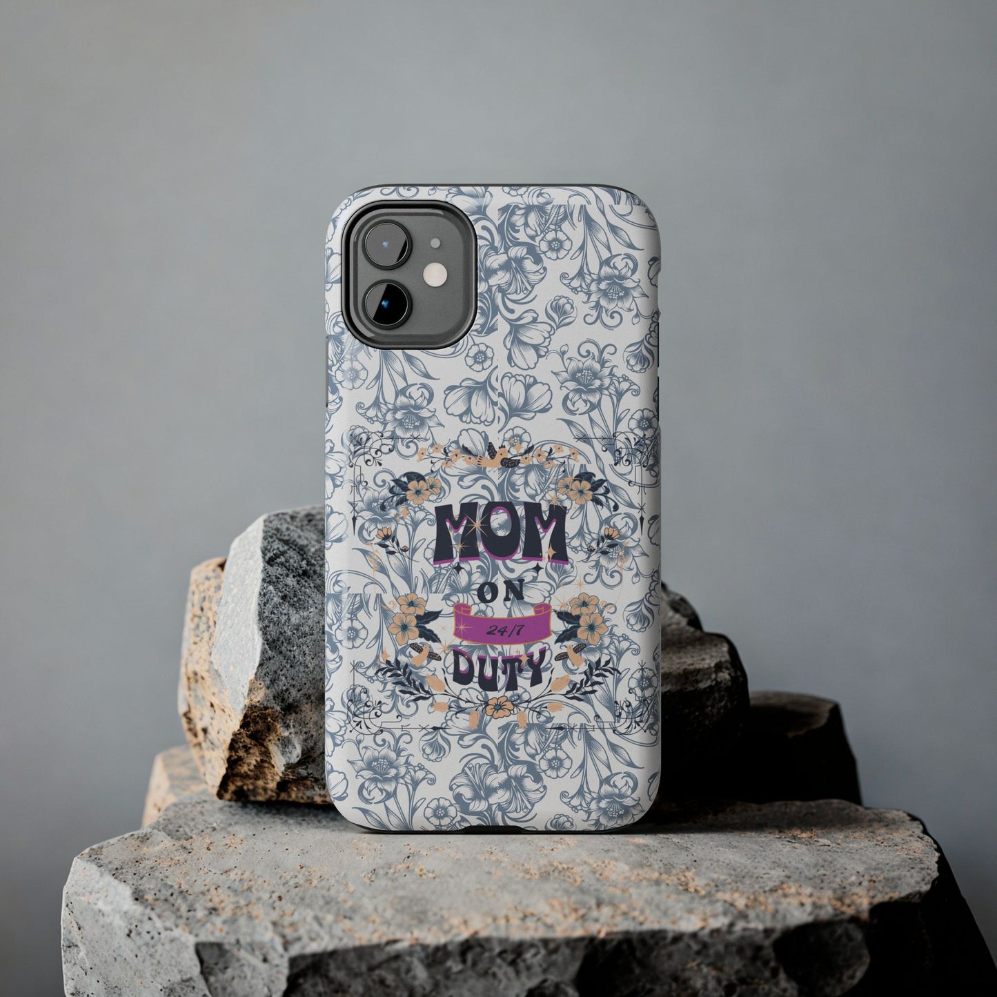 Mom on Duty Floral Tough Phone Case — Protective Mother's Day Gift