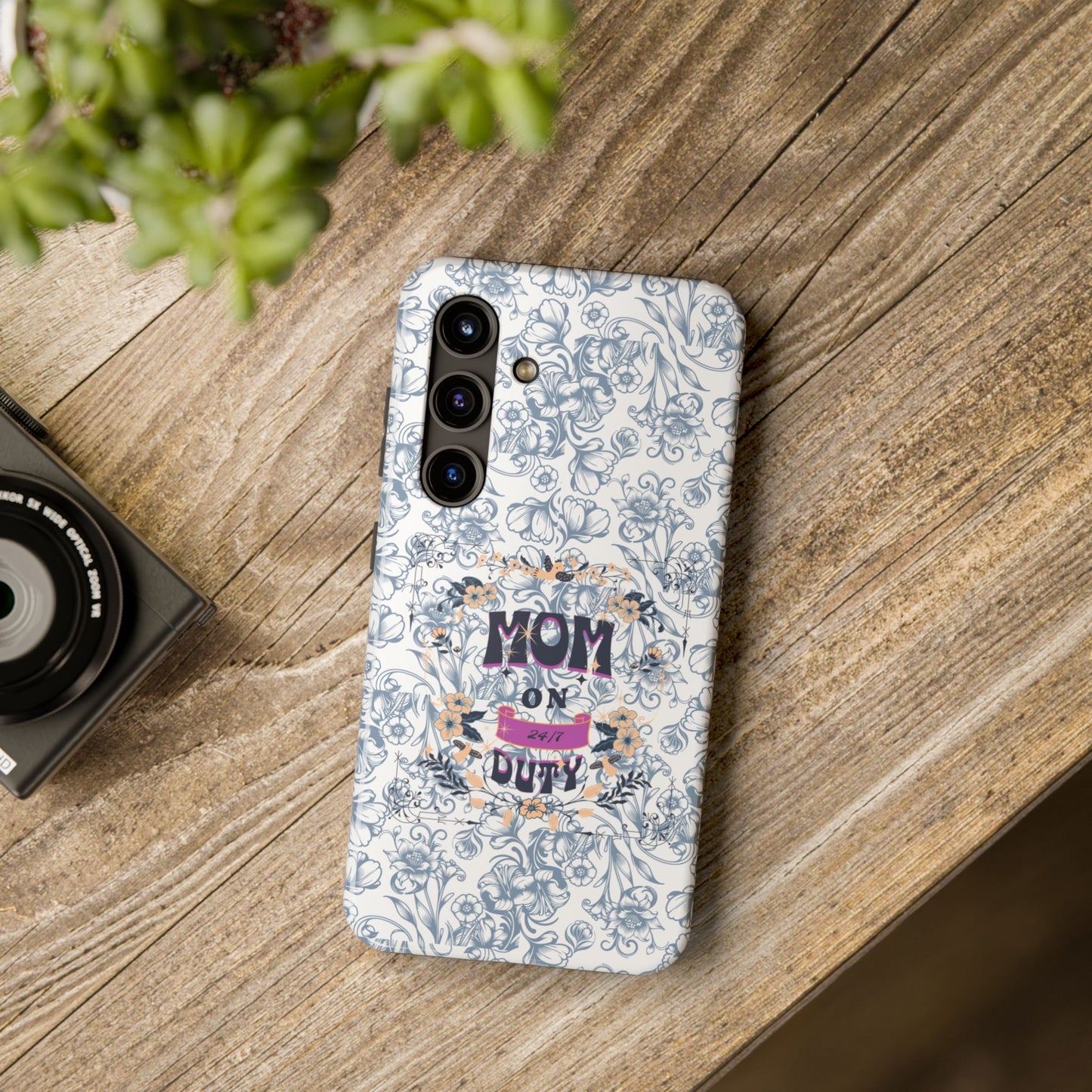 Mom on Duty Floral Tough Phone Case — Protective Mother's Day Gift