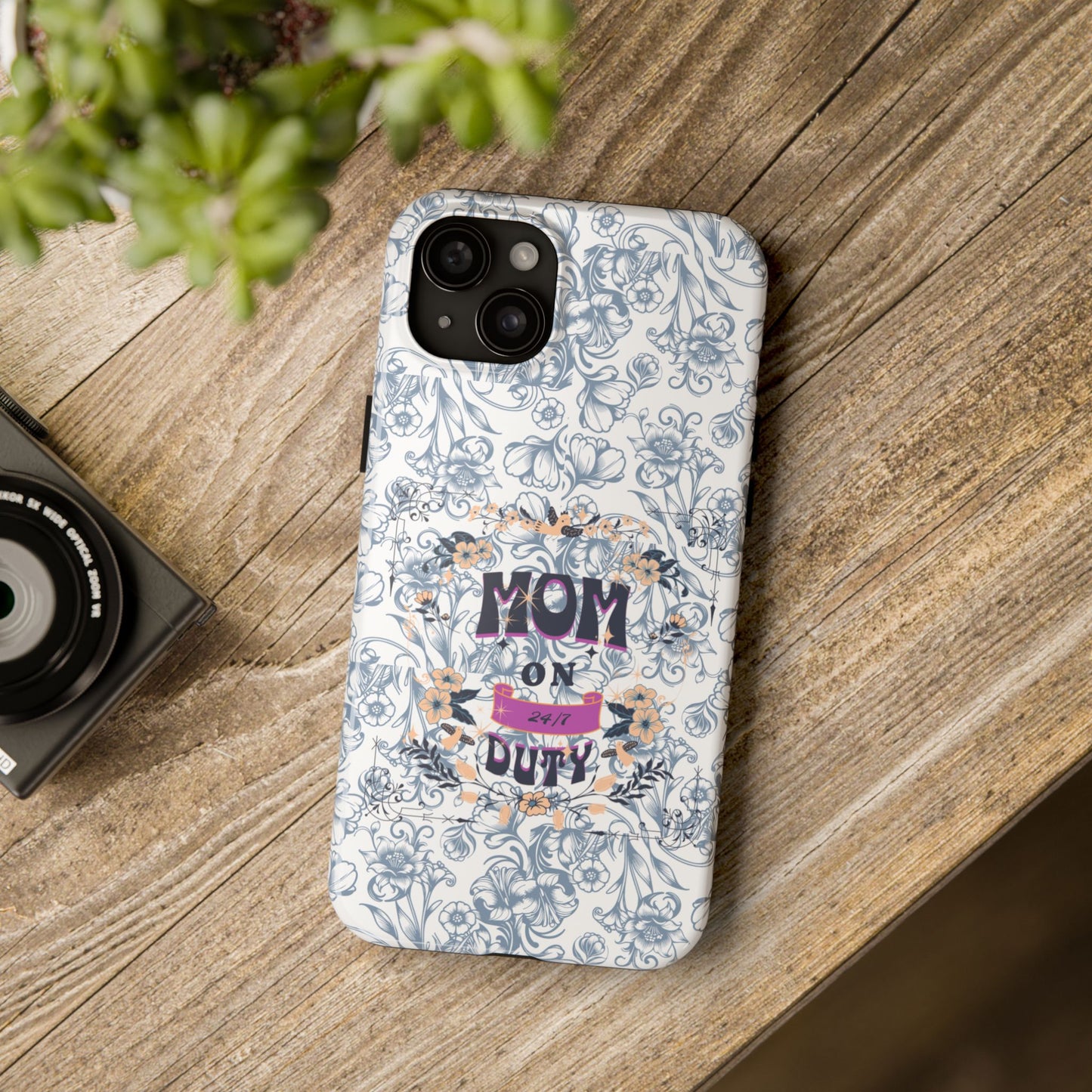 Mom on Duty Floral Tough Phone Case — Protective Mother's Day Gift