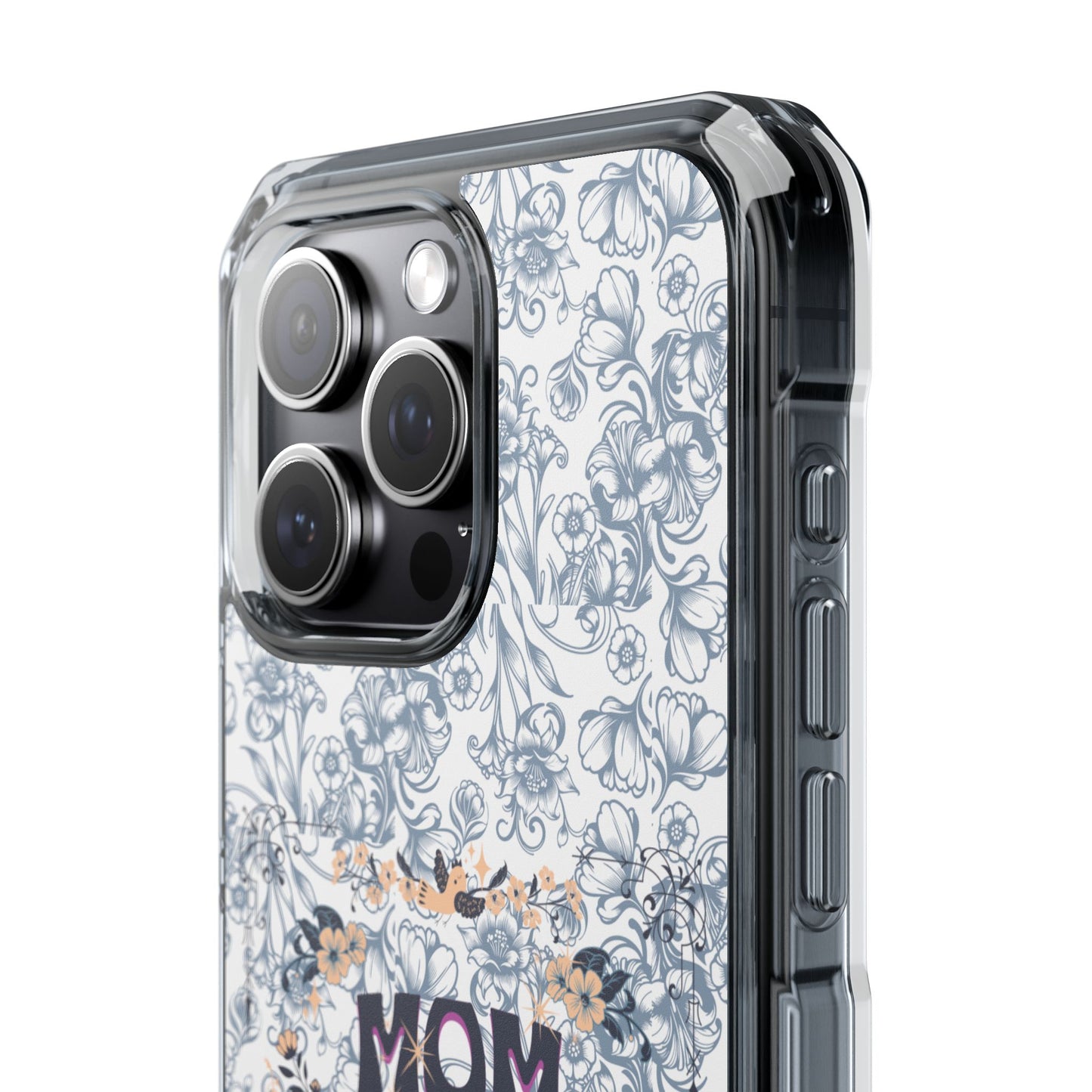 Magnetic IPhone Case — “Mom On Duty” Floral Design