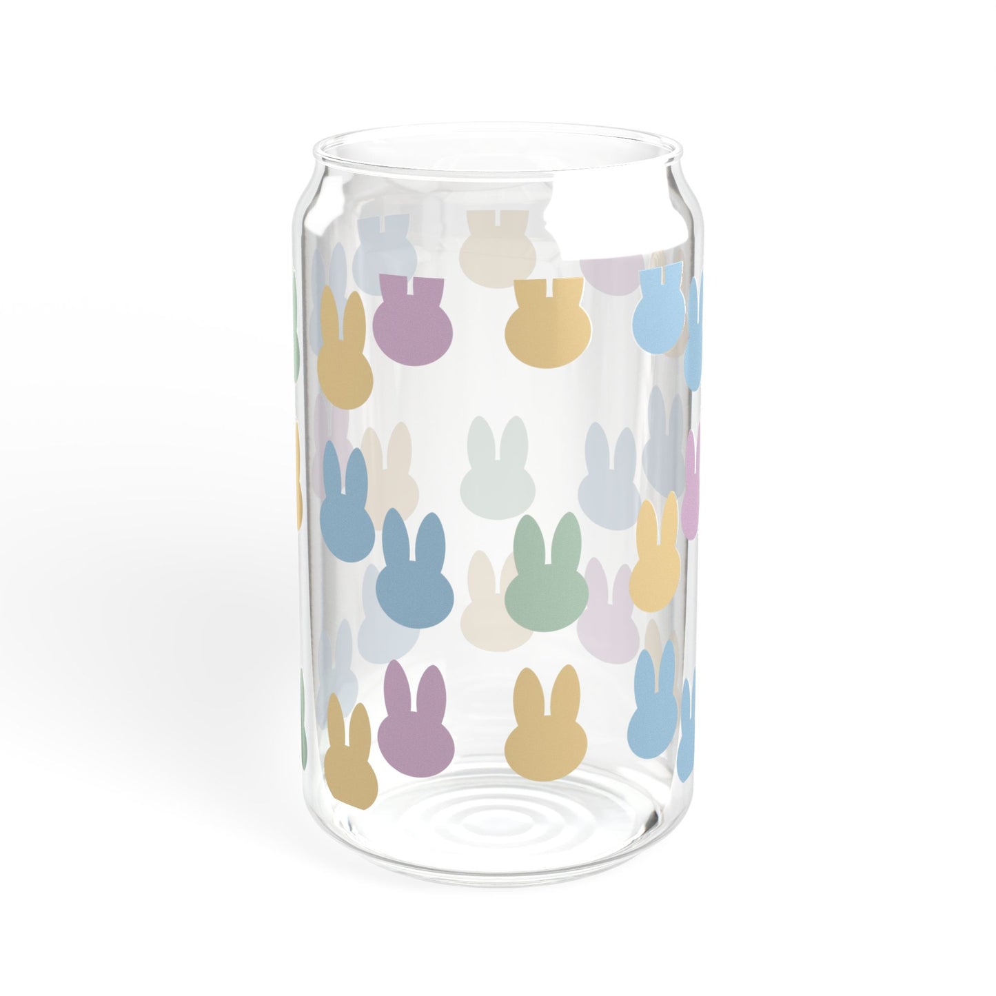 Bunny Pattern Sipper Glass — 16oz Reusable Straw Tumbler