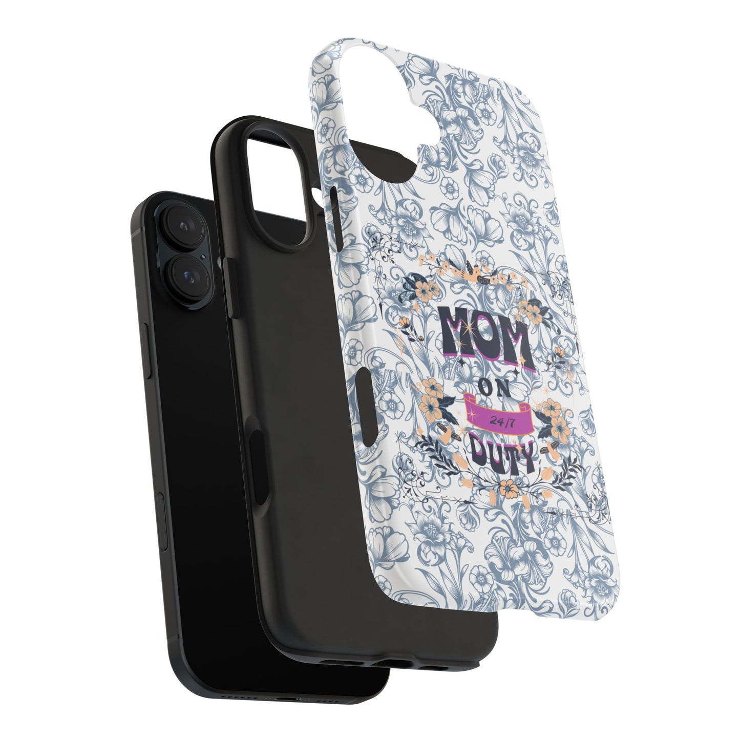 Mom on Duty Floral Tough Phone Case — Protective Mother's Day Gift