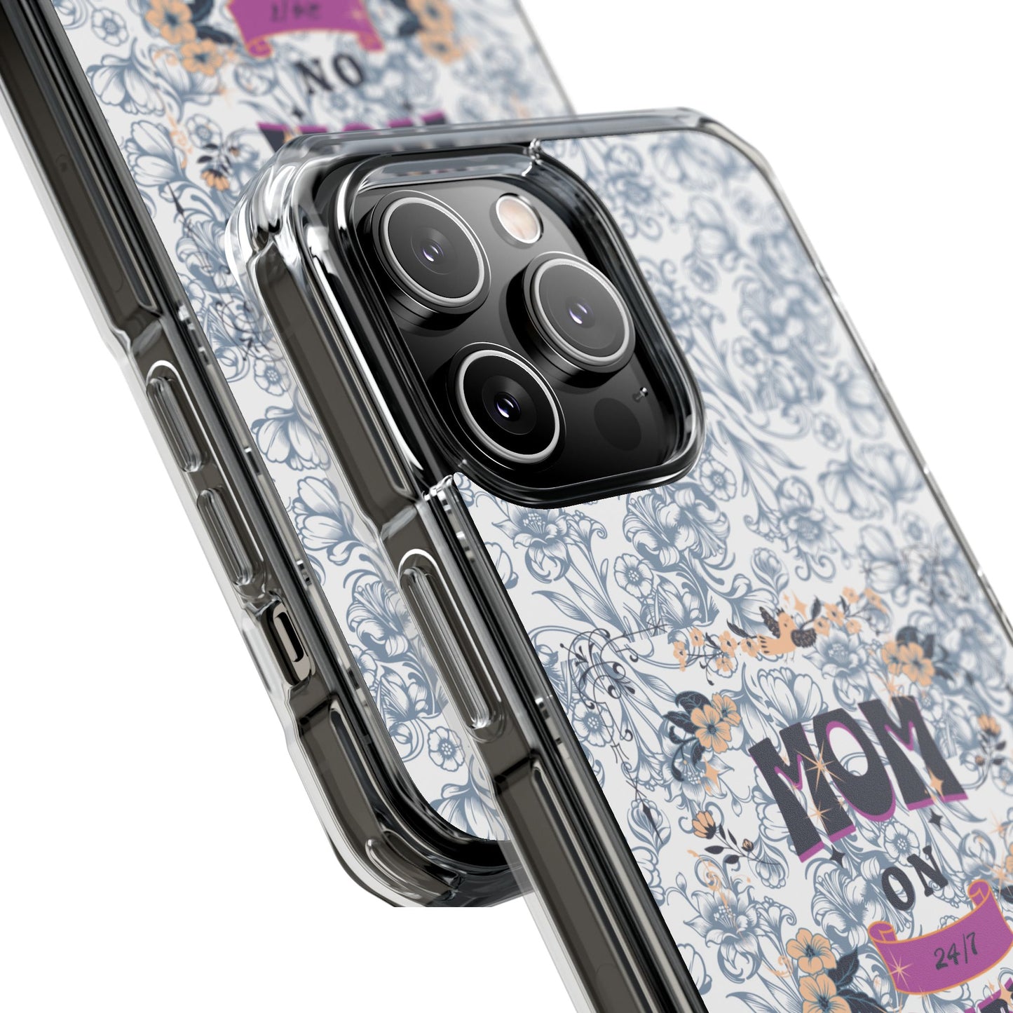 Magnetic IPhone Case — “Mom On Duty” Floral Design