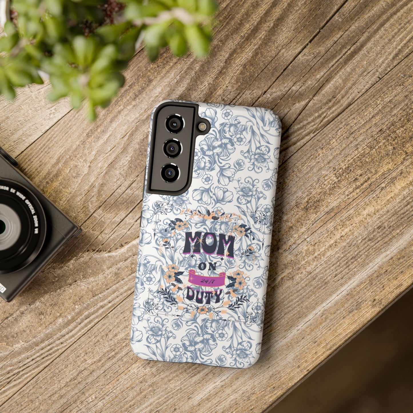 Mom on Duty Floral Tough Phone Case — Protective Mother's Day Gift