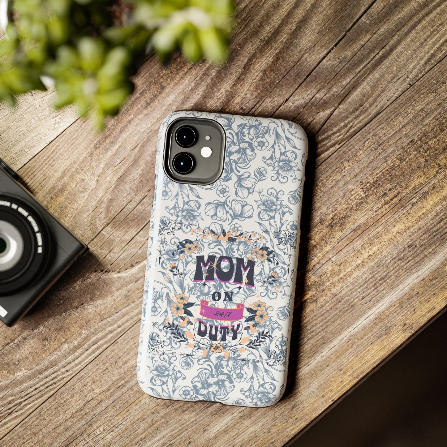 Mom on Duty Floral Tough Phone Case — Protective Mother's Day Gift