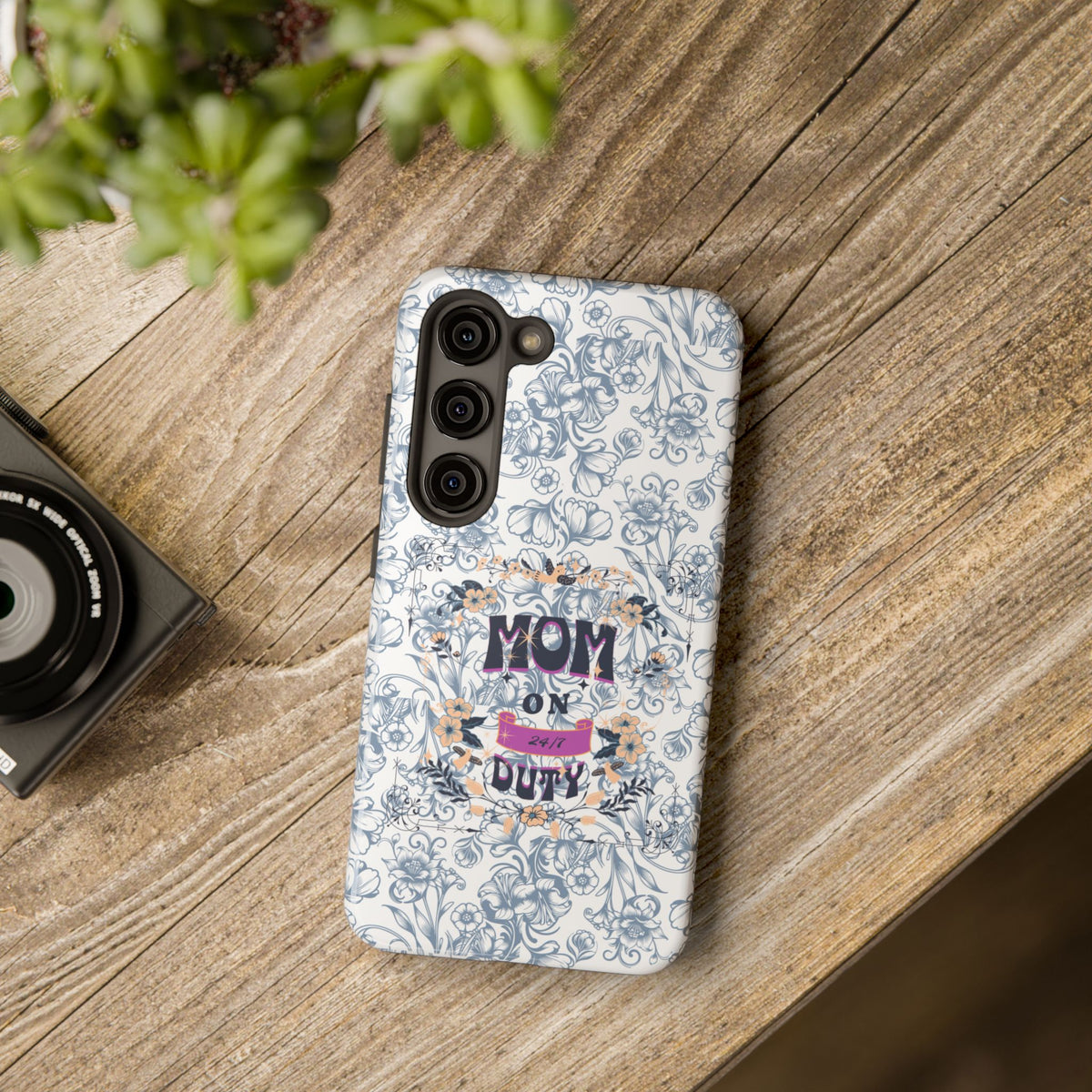 Mom on Duty Floral Tough Phone Case — Protective Mother's Day Gift