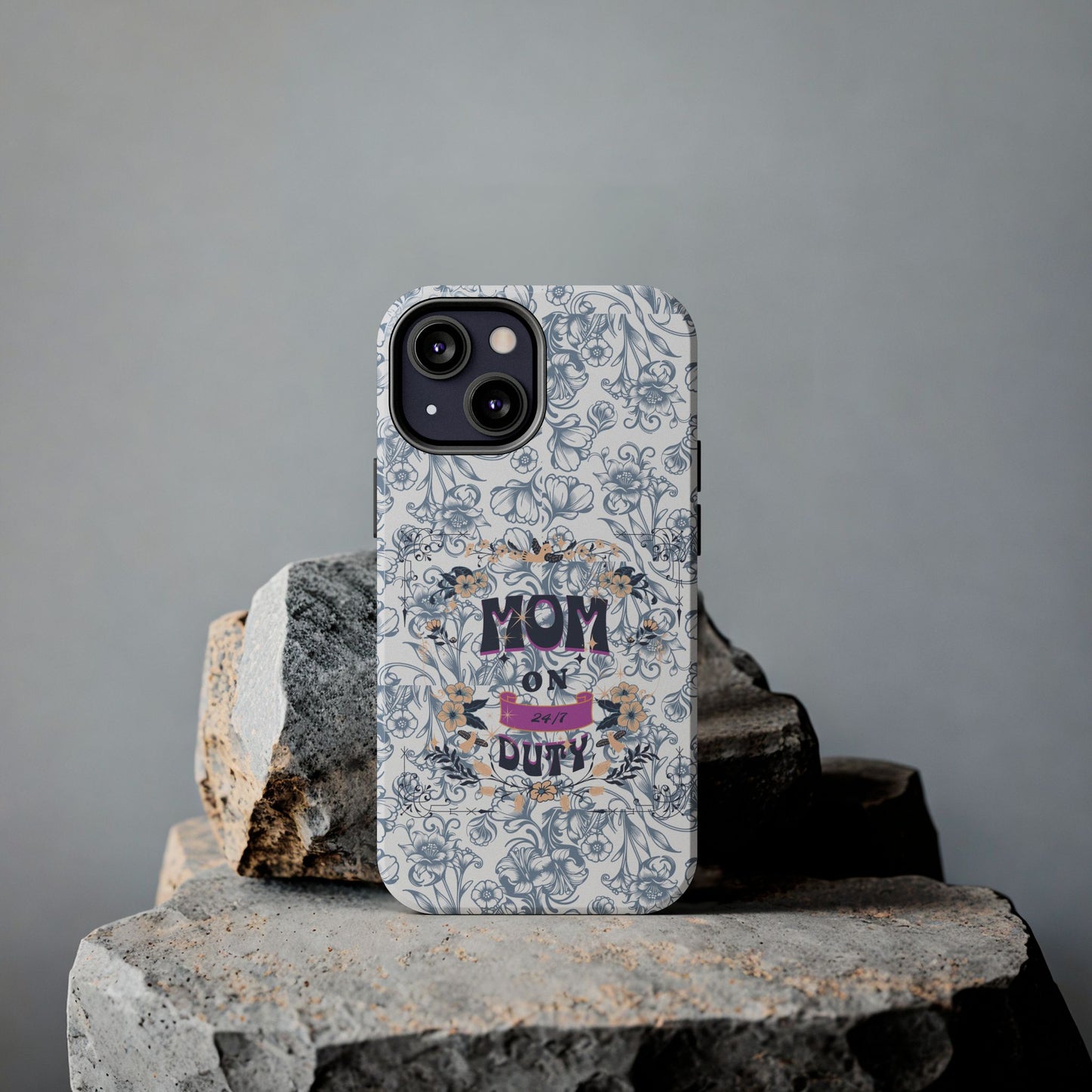 Mom on Duty Floral Tough Phone Case — Protective Mother's Day Gift