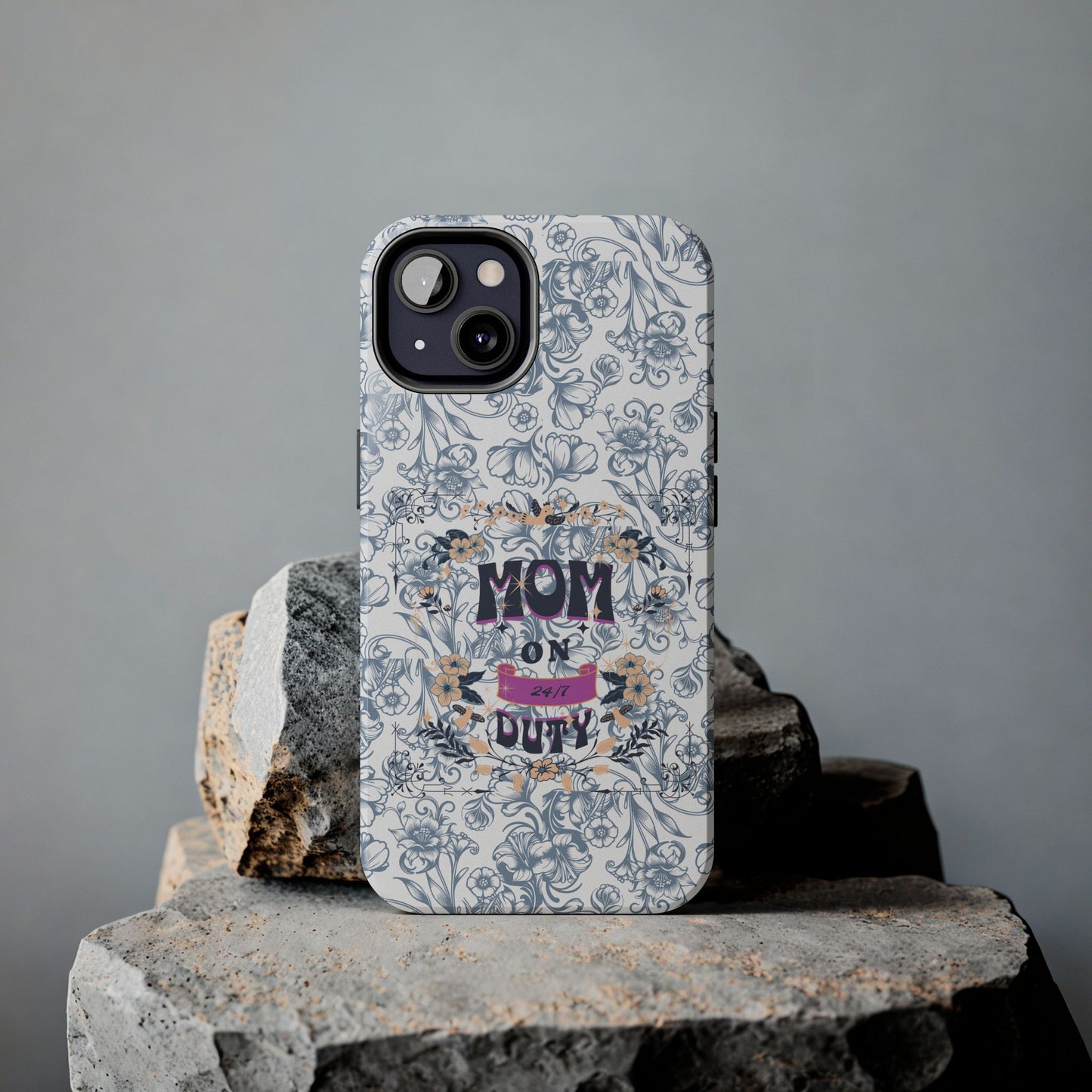 Mom on Duty Floral Tough Phone Case — Protective Mother's Day Gift