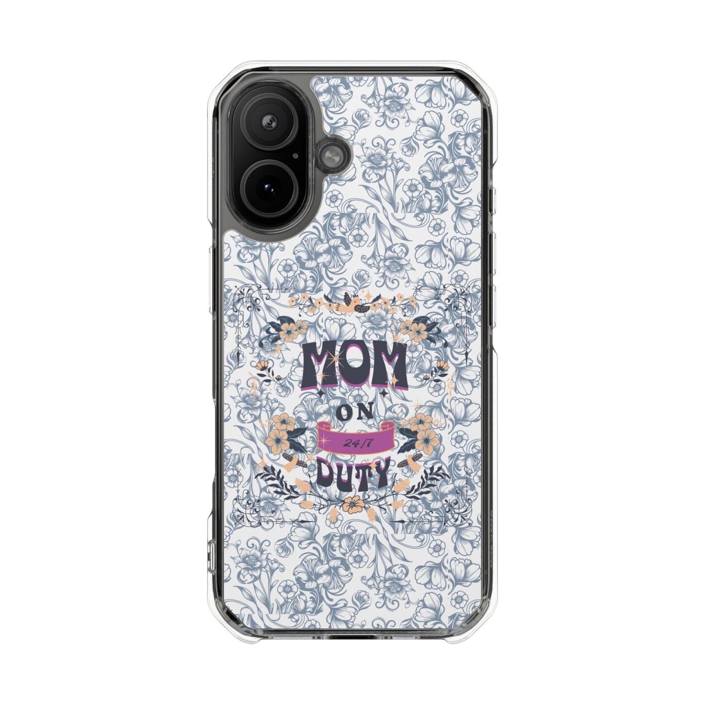 Magnetic IPhone Case — “Mom On Duty” Floral Design