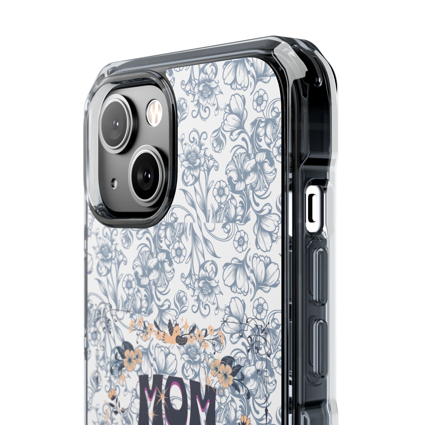 Magnetic IPhone Case — “Mom On Duty” Floral Design