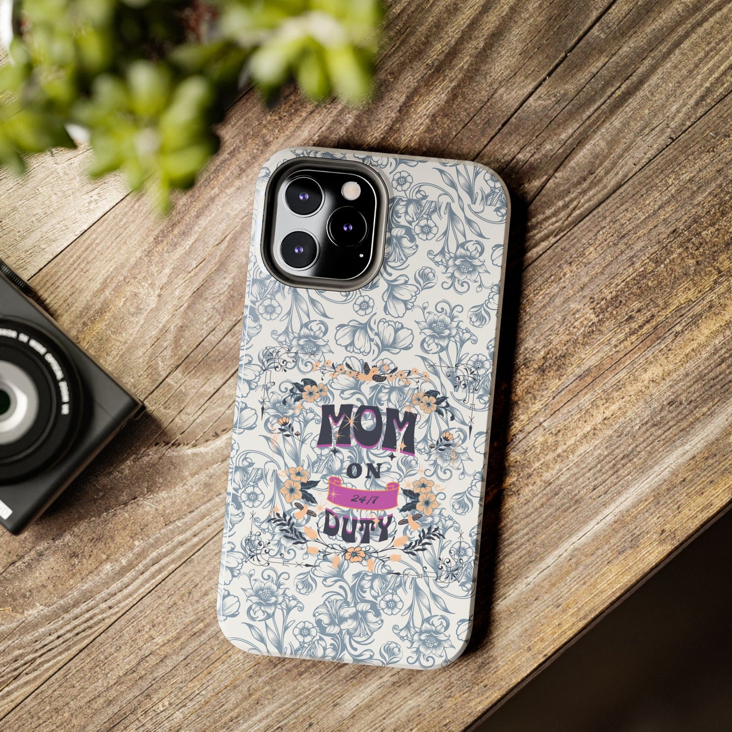 Mom on Duty Floral Tough Phone Case — Protective Mother's Day Gift