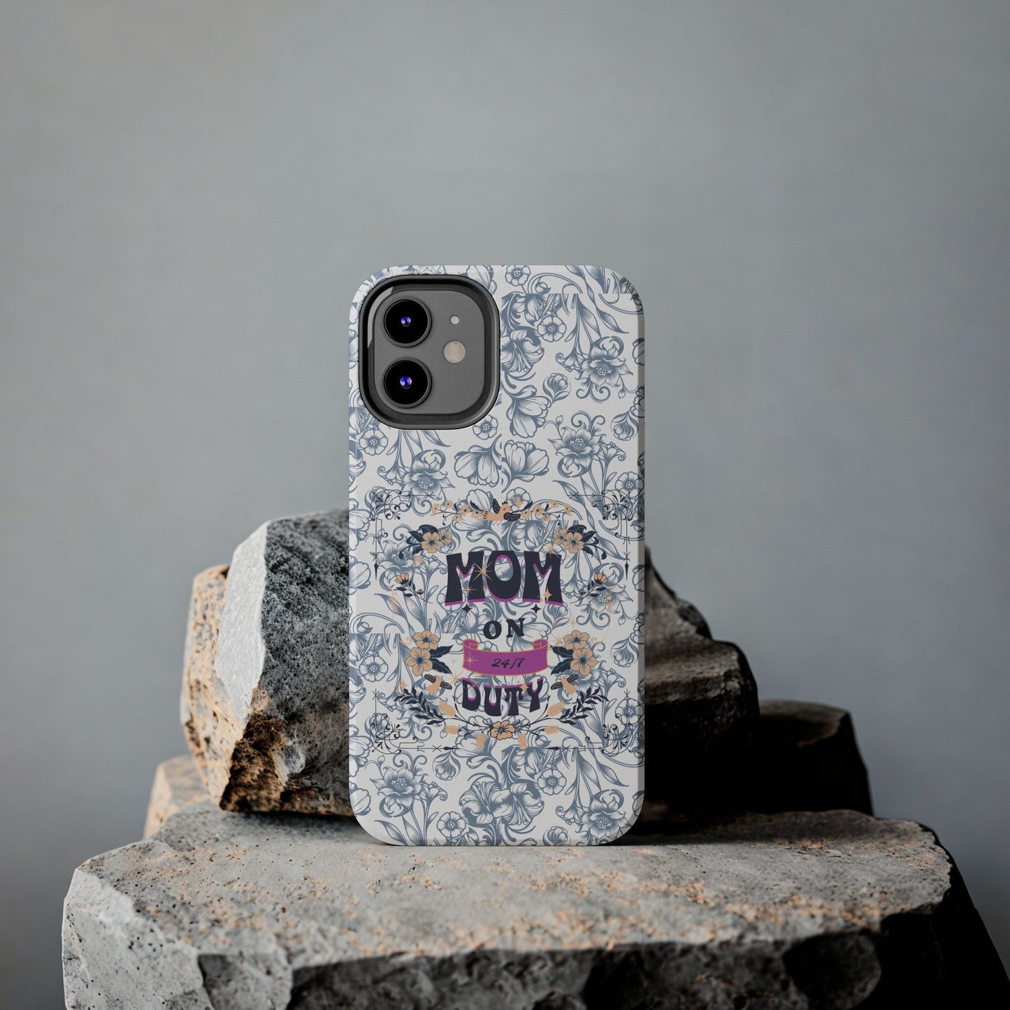 Mom on Duty Floral Tough Phone Case — Protective Mother's Day Gift