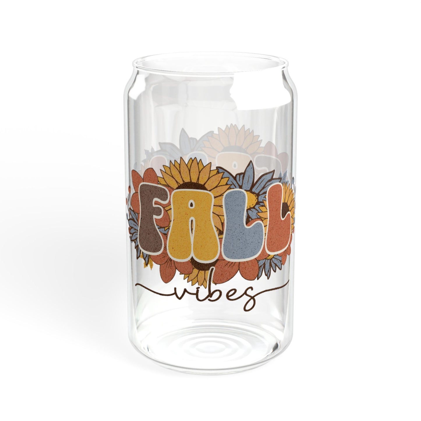 Glass Sipper Cup, Fall Vibes 16oz with Fall Print
