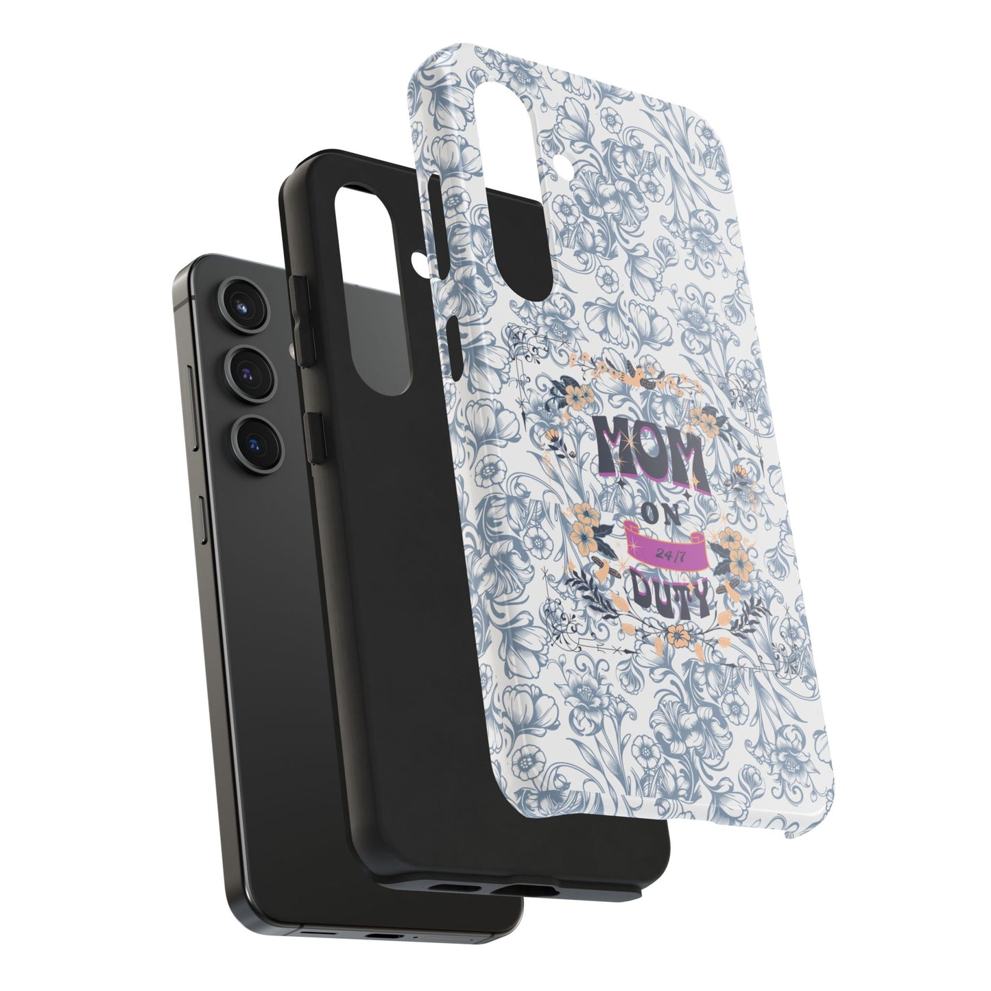 Mom on Duty Floral Tough Phone Case — Protective Mother's Day Gift